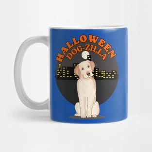 Cute Halloween yellow labrador dog as Dog-Zilla Mug